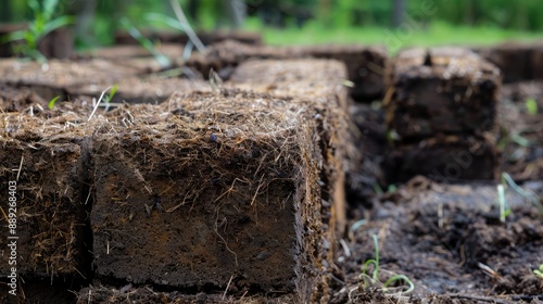 Wallpaper Mural Freshly Cut Peat Blocks in Forest Setting Torontodigital.ca