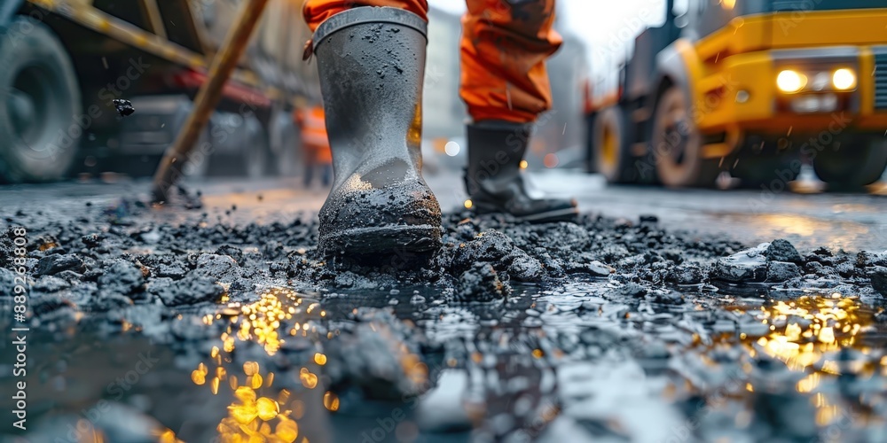 Construction Worker's Boot in Mud Construction Worker's Boot in Mud