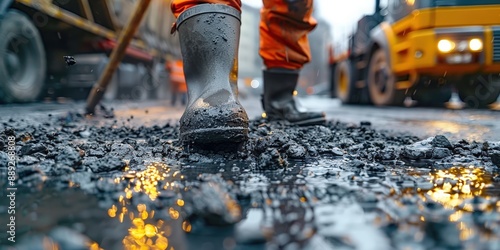 Construction Worker's Boot in Mud