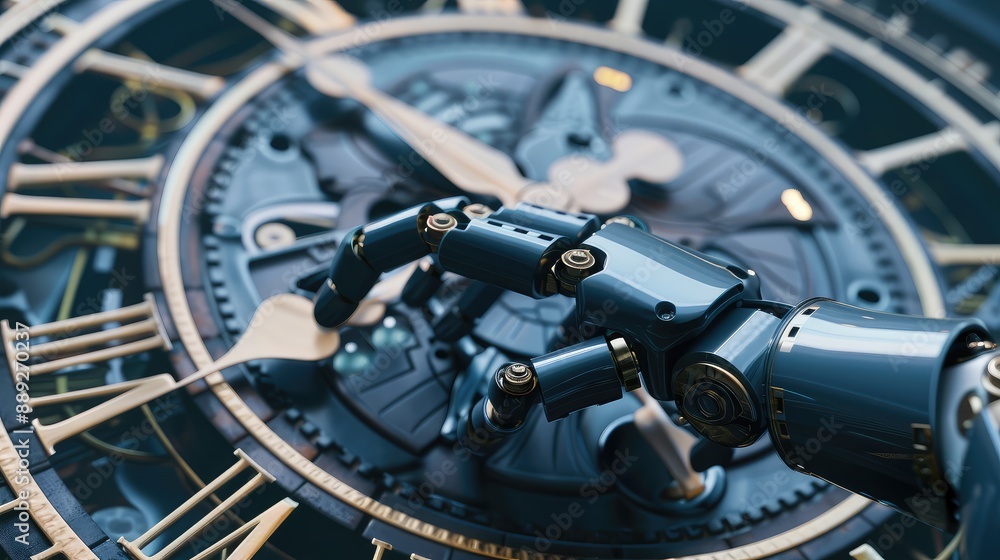 Robotic Hand Interacting With Clockwork Mechanism Robotic Hand Interacting With Clockwork Mechanism