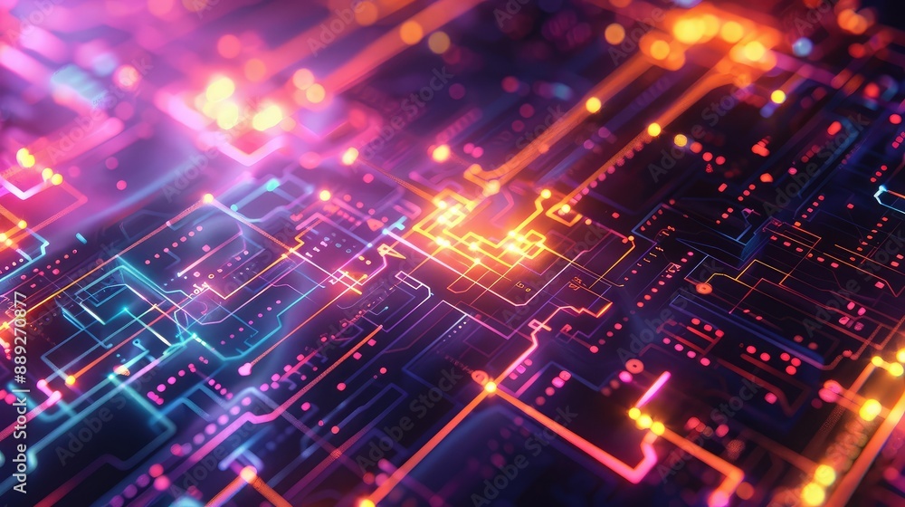 Futuristic Neon Circuit Board Futuristic Neon Circuit Board