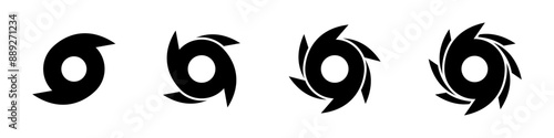 Hurricane icon set. Tornado, hurricane symbols collection. Storm, typhoon vector icons