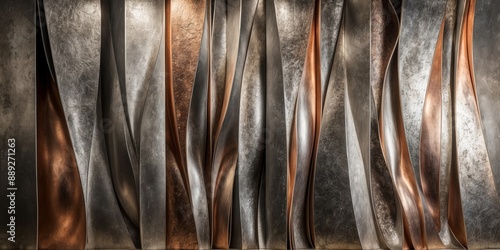 Abstract metal wall with wavy texture