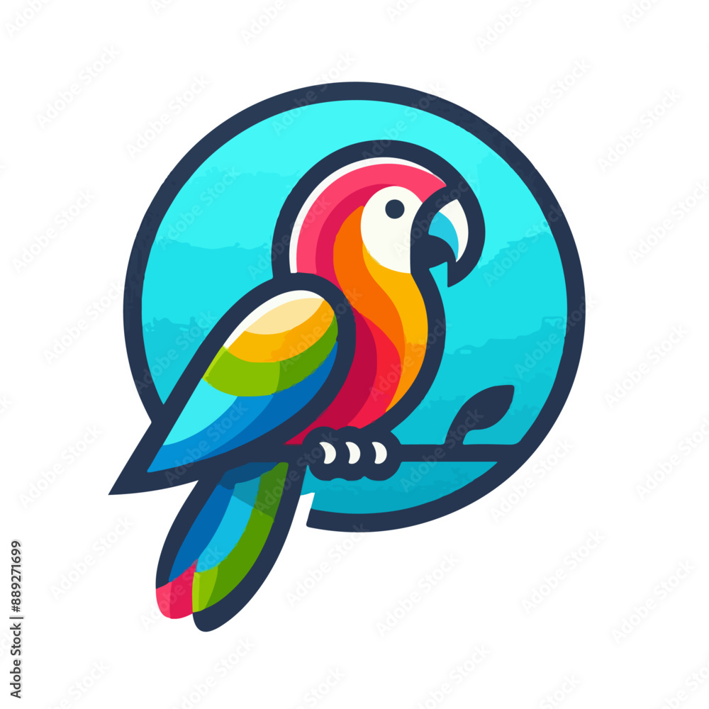 Fototapeta premium A flat vector logo of a parrot.
