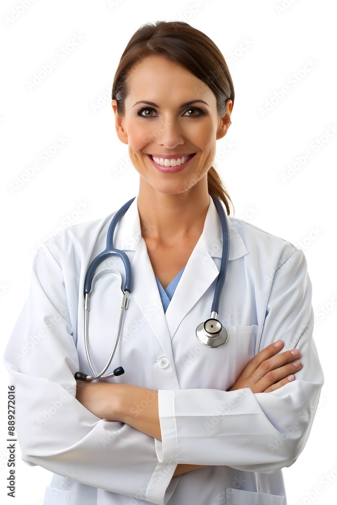 A obstetrician,dentist, pediatrician, surgeon holds a stethoscope and smiles confidently, isolated background A obstetrician,dentist, pediatrician, surgeon holds a stethoscope and smiles confidently, isolated background