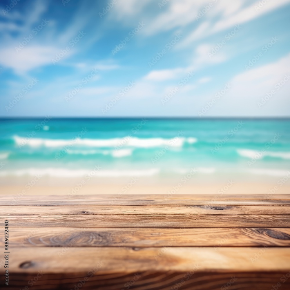 Serene Beachfront Wooden Tabletop Serene Beachfront Wooden Tabletop