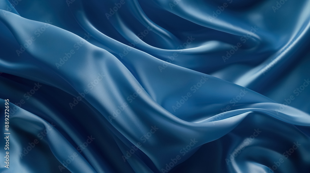 Light blue silk fabric against a deep blue background Light blue silk fabric against a deep blue background