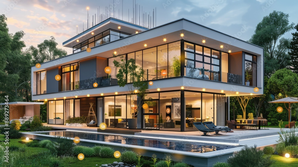 Fototapeta premium Smart home, big modern beautiful home