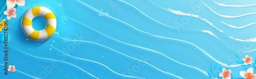 Modern summer background with pool illustrations for banners, cards, flyers, social media wallpapers, etc.