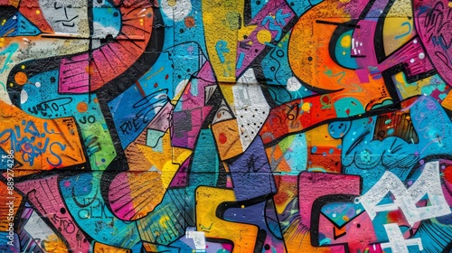 Wallpaper Mural Colorful photographs come to life on this street art mural. Express your artist's creativity through a combination of text and graffiti. Full Frame. Torontodigital.ca