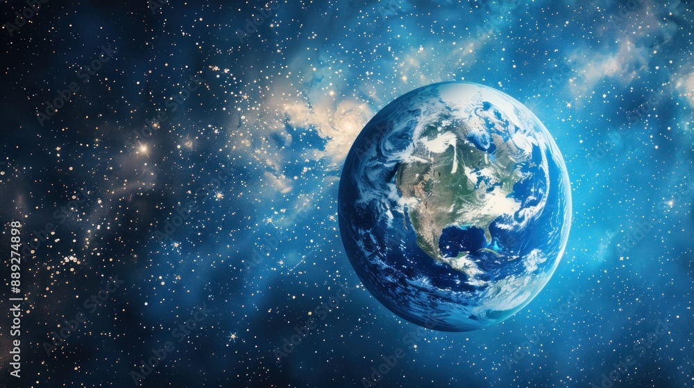 Illustration of Planet Earth in outer space, blue ocean and globe. Ai generated image Illustration of Planet Earth in outer space, blue ocean and globe. Ai generated image