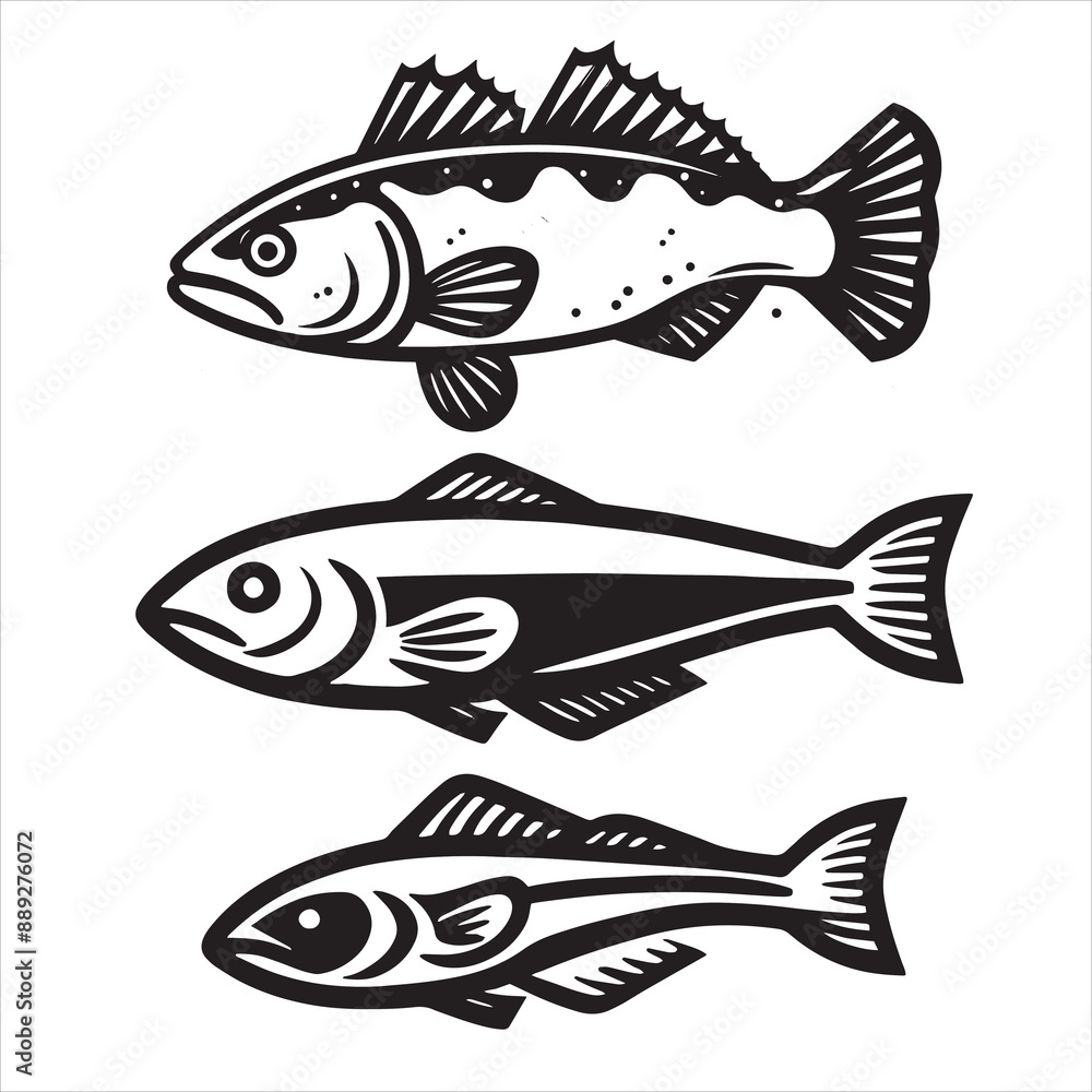 fish silhouette - cut out vector icon fish silhouette - cut out vector icon