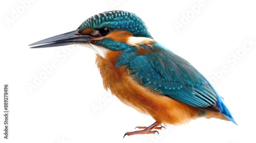 Kingfisher full body on white background