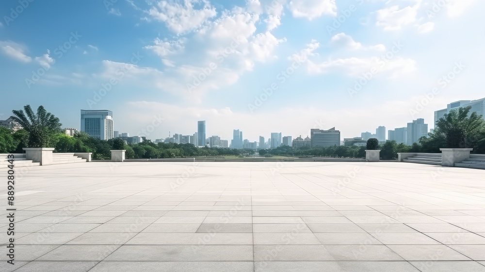 Spacious Urban Plaza with Skyline View Spacious Urban Plaza with Skyline View