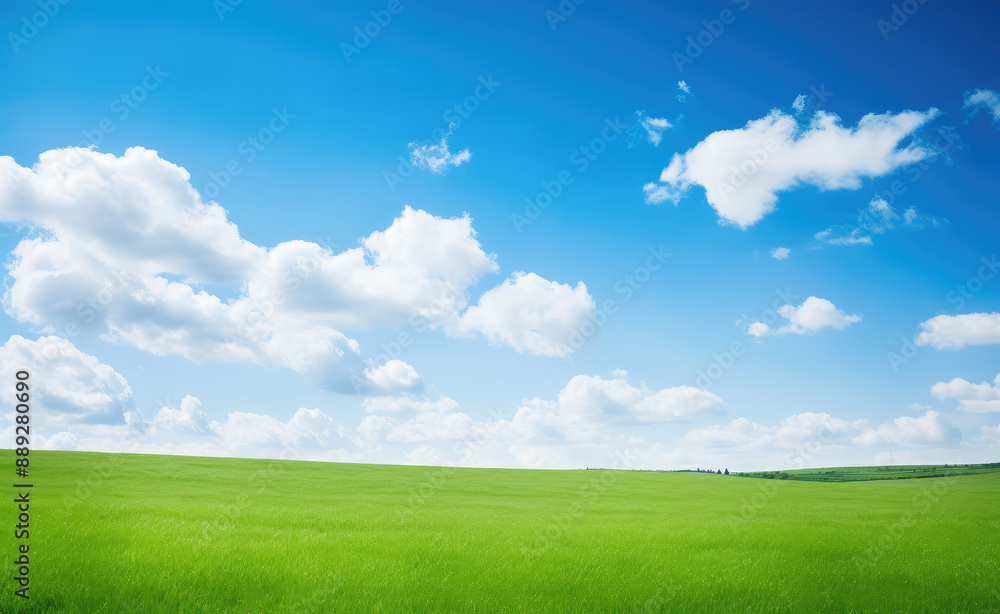 Serene Green Field and Expansive Blue Sky Serene Green Field and Expansive Blue Sky