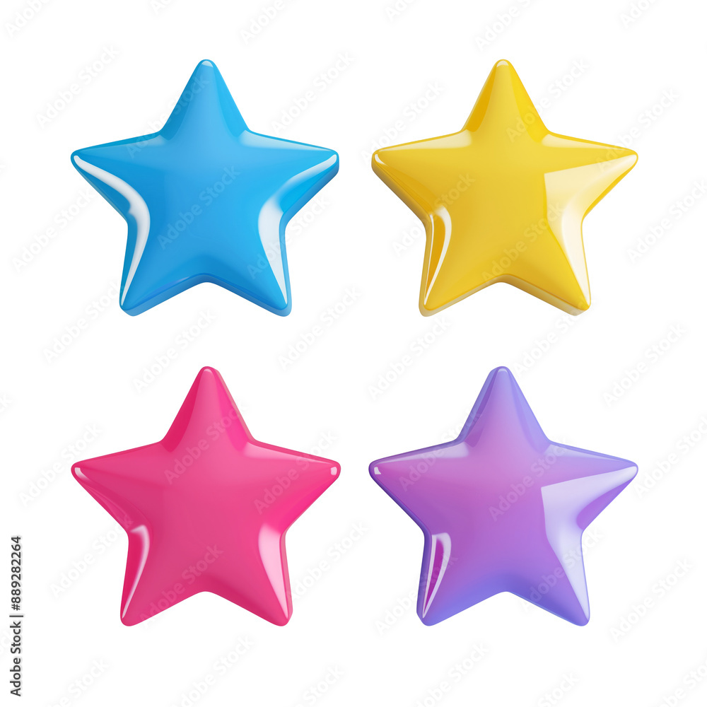 3d five star rating icon on transparent background 3d five star rating icon on transparent background
