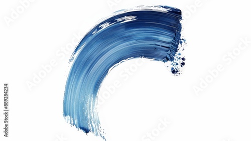 a smooth half circle waterpaint brushstroke, white background, with a few paint dots on the side