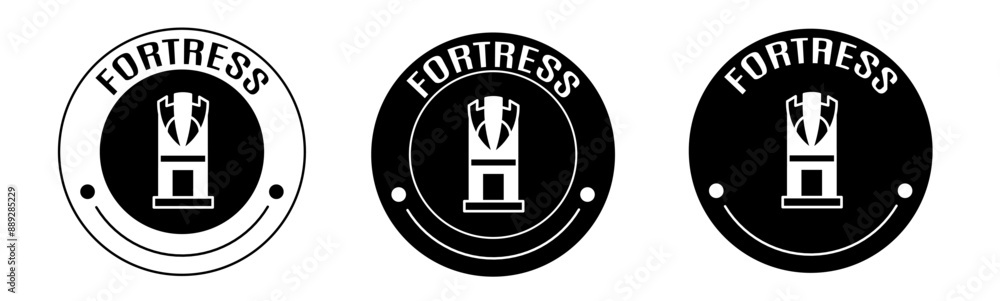 Black and white illustration of fortress icon in flat. Stock vector. Black and white illustration of fortress icon in flat. Stock vector.