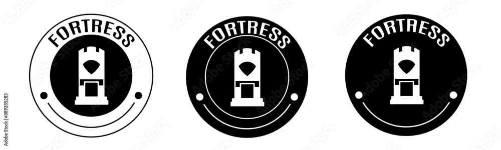 Black and white illustration of fortress icon in flat. Stock vector. Black and white illustration of fortress icon in flat. Stock vector.
