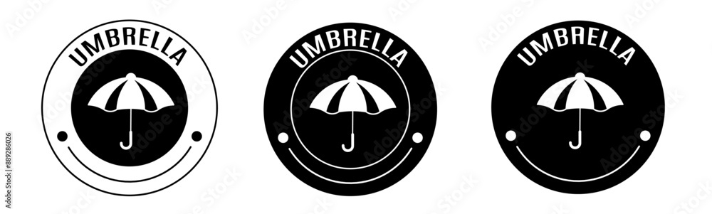 Black and white illustration of umbrella icon in flat. Stock vector. Black and white illustration of umbrella icon in flat. Stock vector.