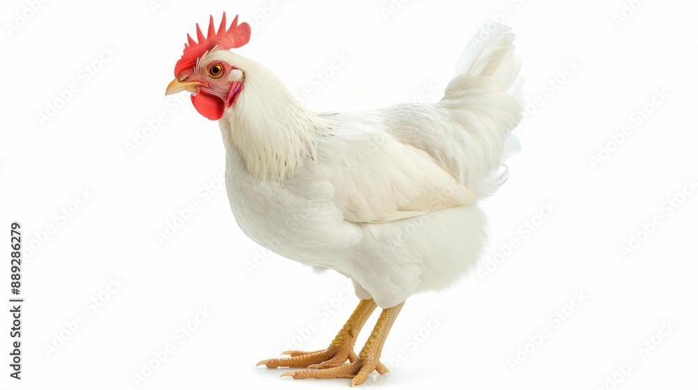 Leghorn Chicken full body on white background Leghorn Chicken full body on white background