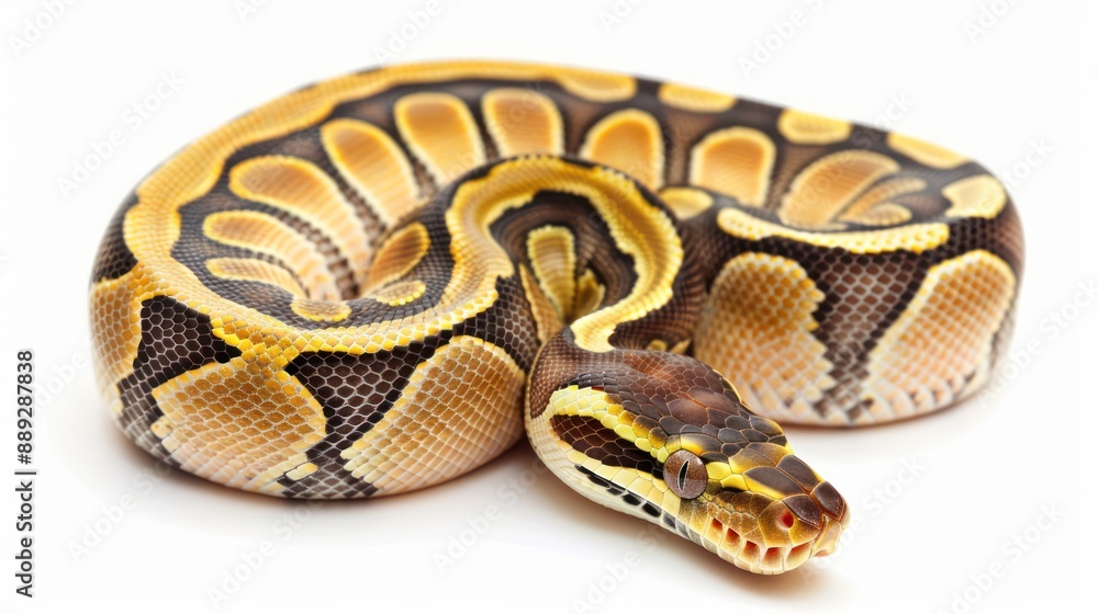 Lemon Blast Ball Python full body on white background Lemon Blast Ball Python full body on white background