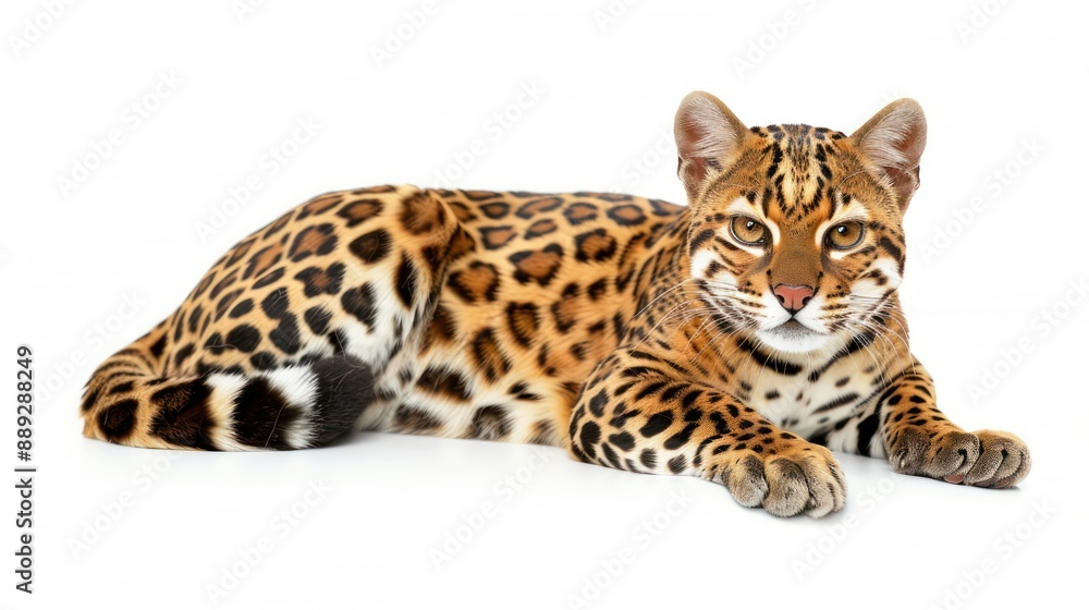 Fototapeta premium Leopard Cat full body on white background