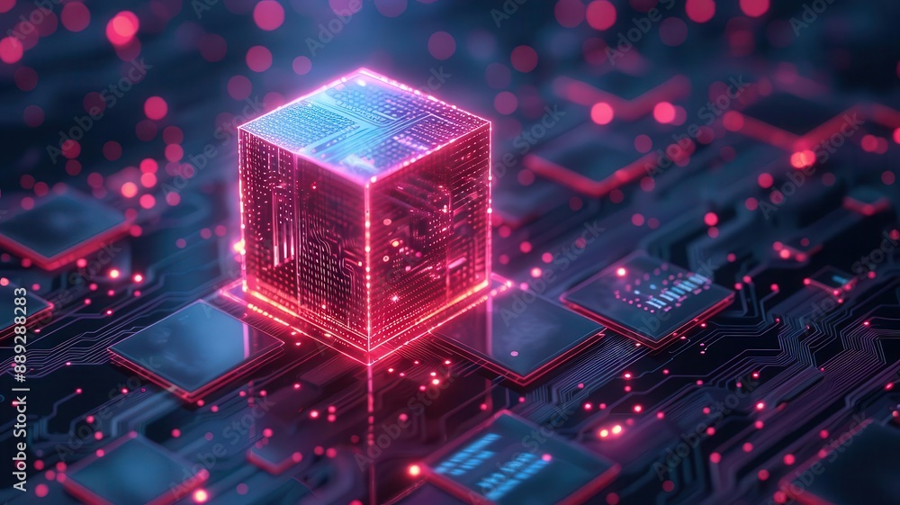 Macro shot of a microchip, detailed semiconductor layers and circuitry lines, emphasizing technological intricacy Macro shot of a microchip, detailed semiconductor layers and circuitry lines, emphasizing technological intricacy