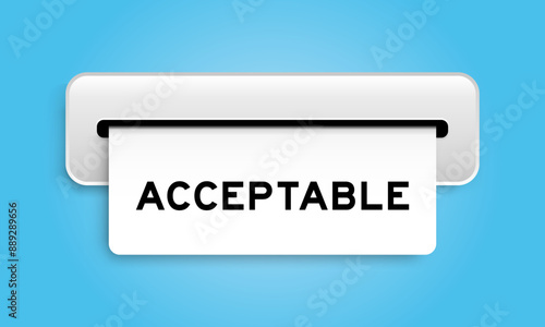 White coupon banner with word acceptable from machine on blue color background
