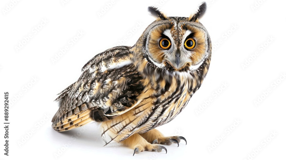Fototapeta premium Long-Eared Owl full body on white background