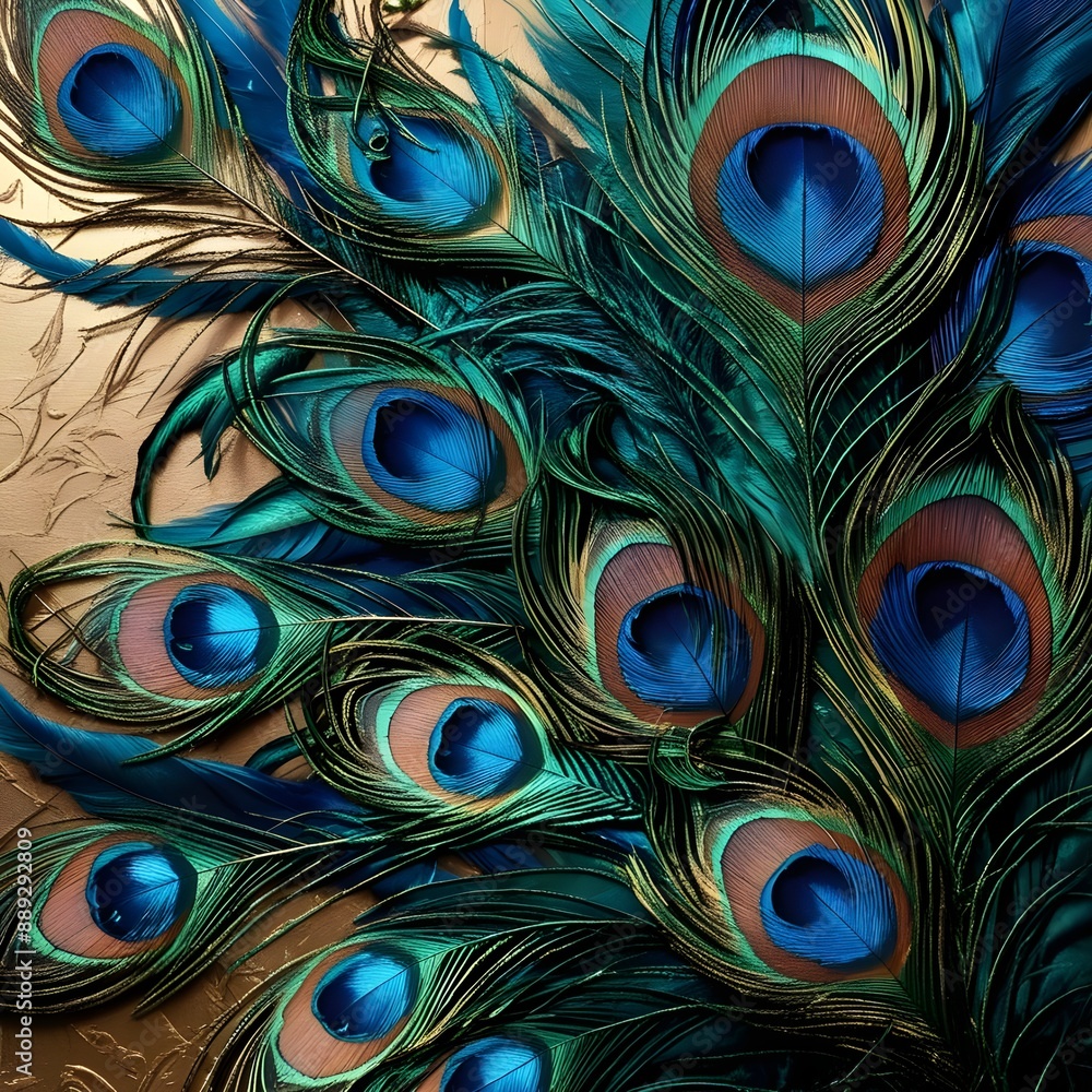 Obraz premium natural texture peacock feathers Gerenative AI
