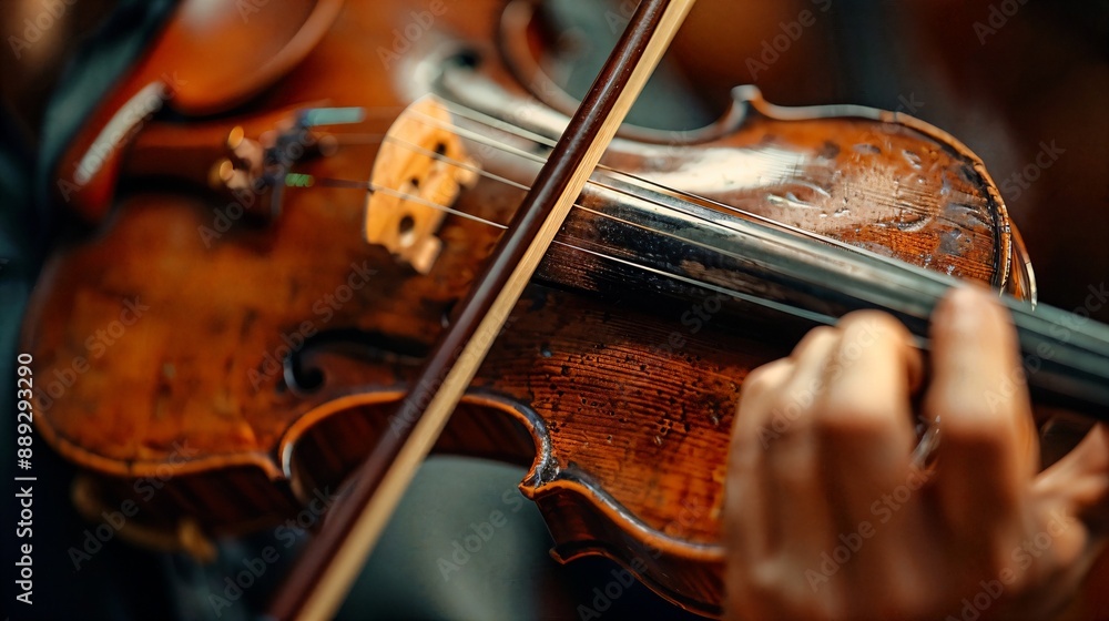 Fototapeta premium a close up of a person playing a violin