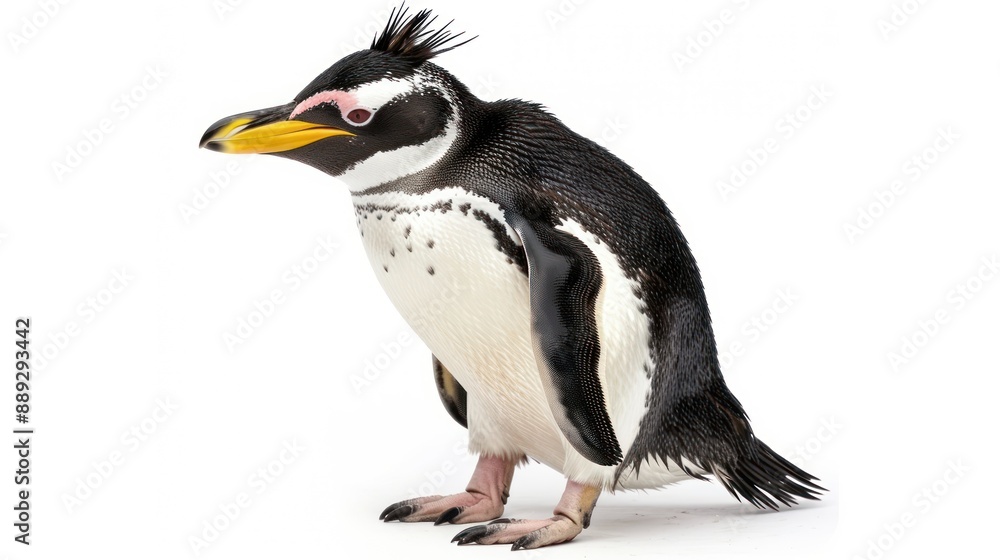 Naklejka premium Macaroni Penguin full body on white background