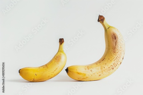 A small and a large banana with significant size difference. photo