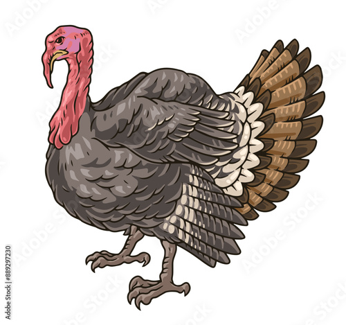 Old turkey colorful detailed sticker