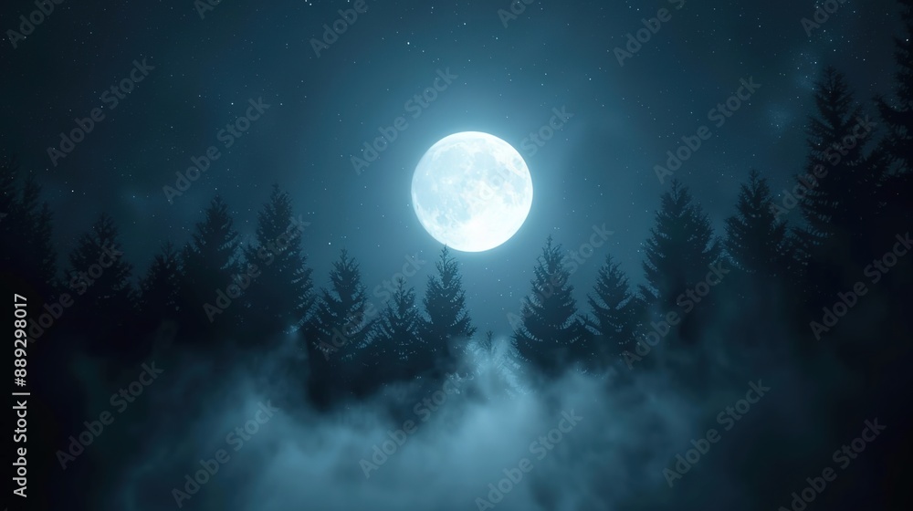 Enchanted Halloween Night: Werewolf Howling in Dark Forest Clearing under Full Moon - Spooky Creature of the Night Enchanted Halloween Night: Werewolf Howling in Dark Forest Clearing under Full Moon - Spooky Creature of the Night