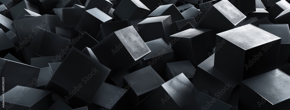 Abstract Black Cubes in Chaotic Arrangement Abstract Black Cubes in Chaotic Arrangement