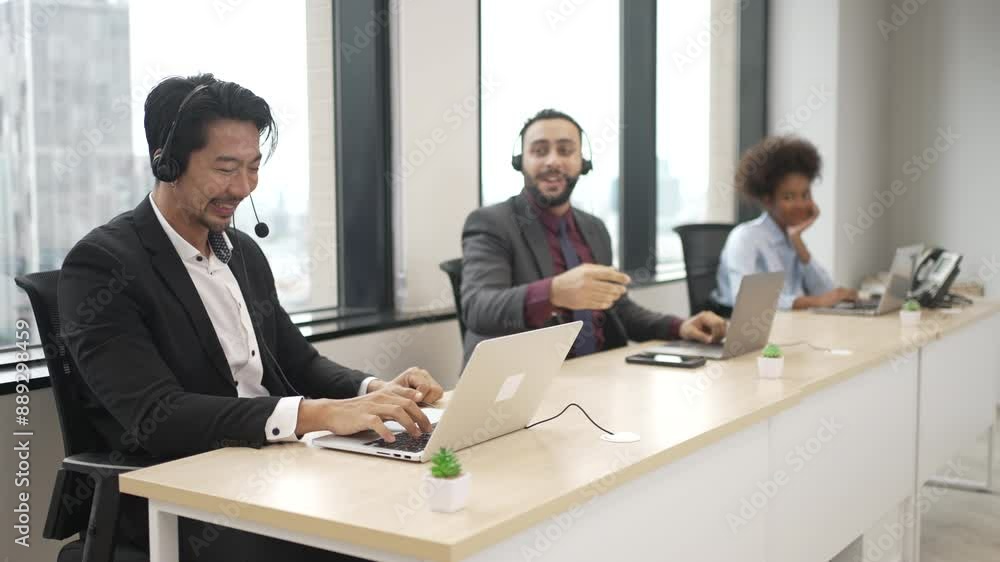 Operator are working at Call center office. Business and occupation. Operator are working at Call center office. Business and occupation.