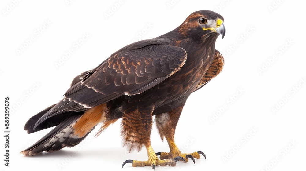 Harris’s Hawk full body on white background Harris’s Hawk full body on white background
