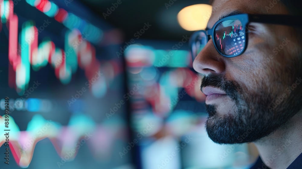 Modern Financial Analyst Utilizing AI Tools for Stock Market Growth Analysis and Financial Technology Innovation