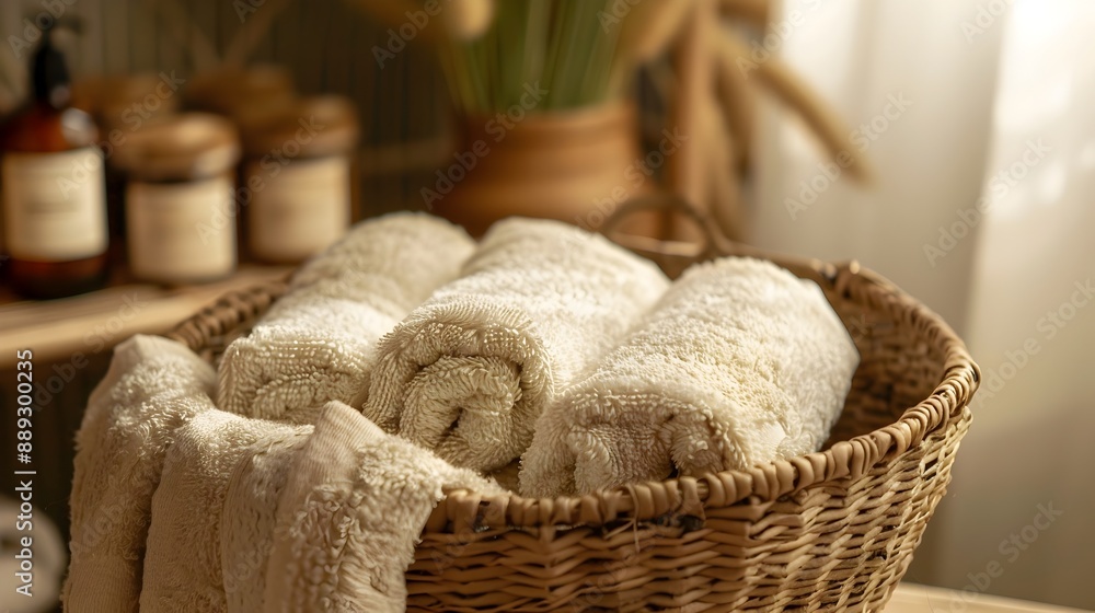 Cozy and Inviting Neutral-Toned Basket of Linens and Textiles in Warm,Earthy Home Decor Cozy and Inviting Neutral-Toned Basket of Linens and Textiles in Warm,Earthy Home Decor