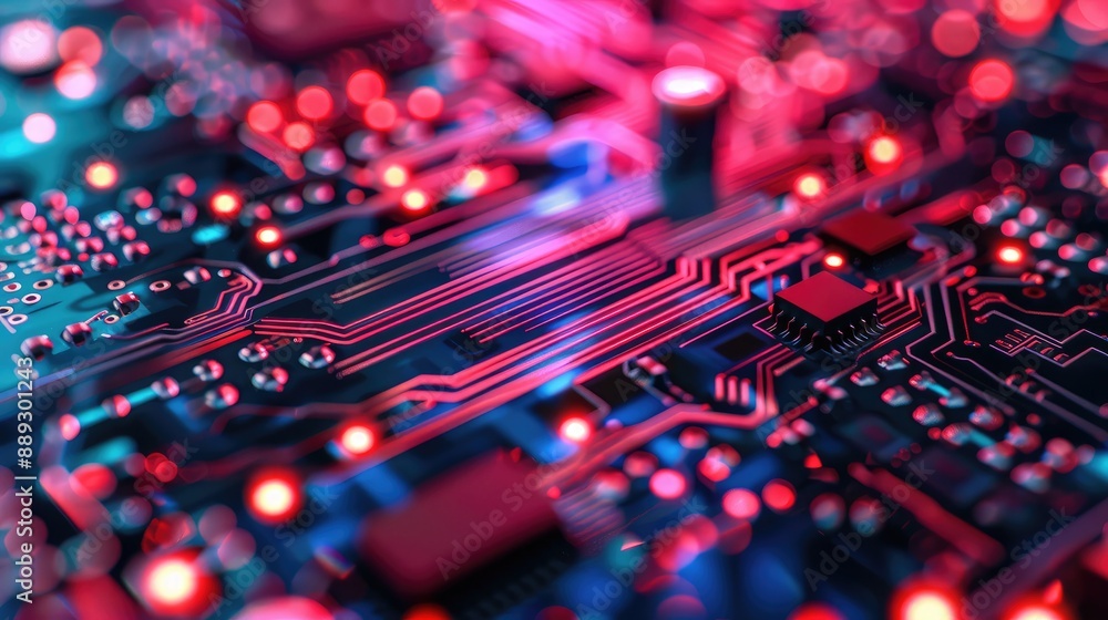 Vibrant Close-Up of Electronic Circuit Board Vibrant Close-Up of Electronic Circuit Board
