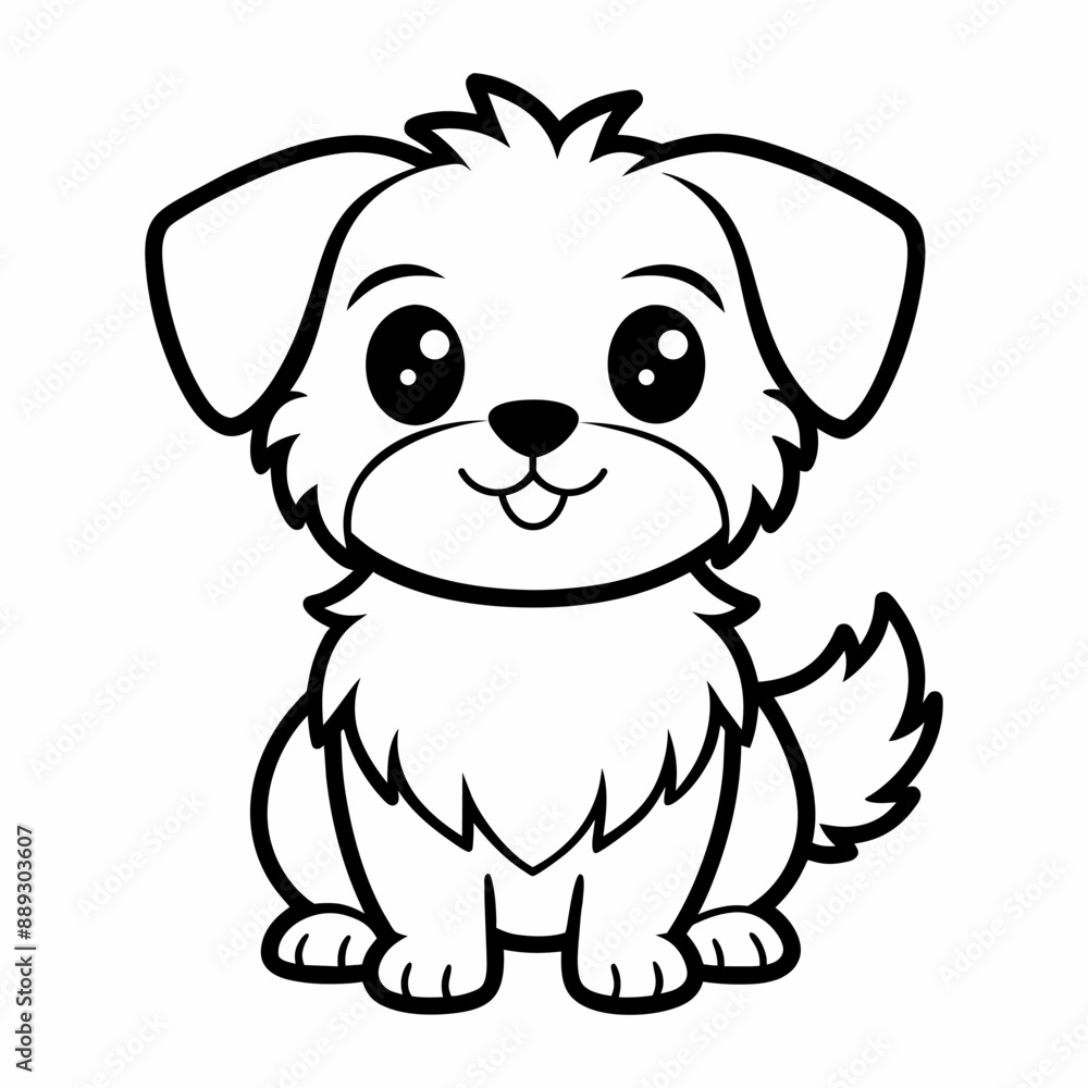 Coloring page with outline cute dog. Contour of puppy for coloring book for preschool kids Coloring page with outline cute dog. Contour of puppy for coloring book for preschool kids