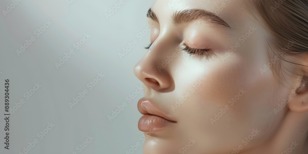 woman in close-up portrait, radiating beauty and glamour skin care woman in close-up portrait, radiating beauty and glamour skin care