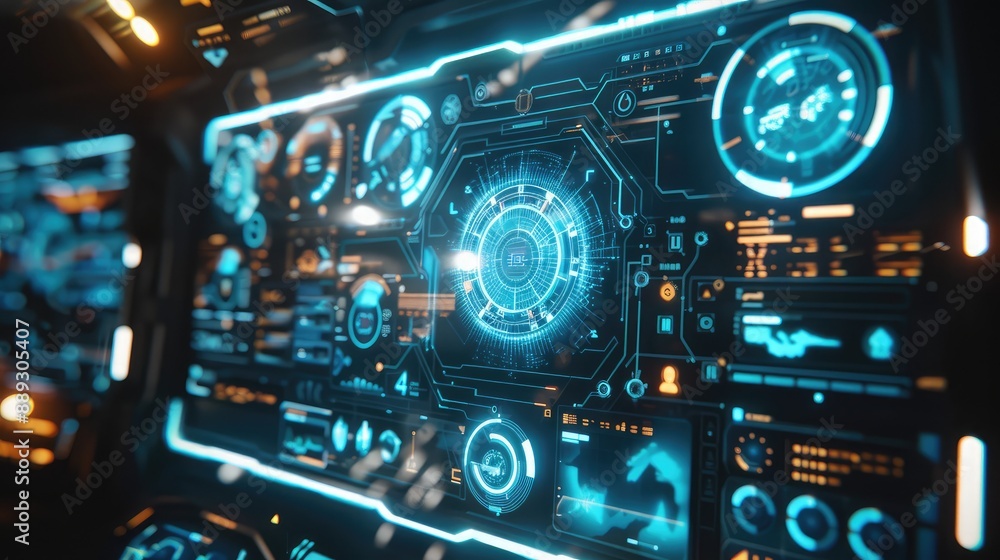 Futuristic Digital Control Panel Interface Futuristic Digital Control Panel Interface
