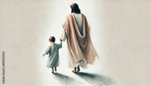  Jesus Walking with a Child