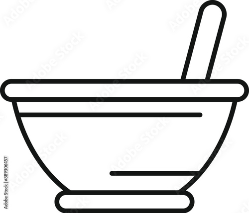 Simple line drawing of a mortar and pestle, perfect for representing cooking, herbs, and spices