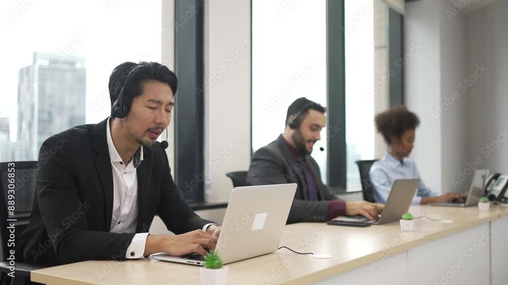 Operator are working at Call center office. Business and occupation. Operator are working at Call center office. Business and occupation.