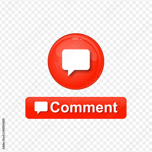 Red social media comment icon button