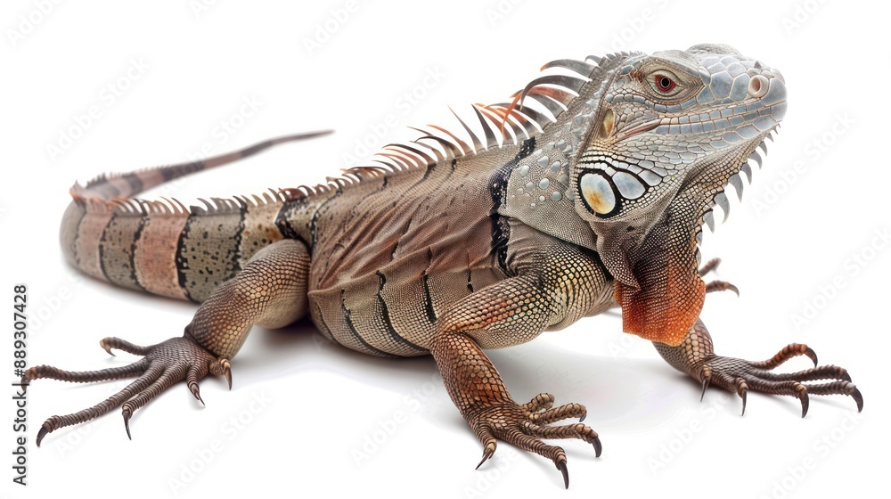 Fototapeta premium Jamaican Iguana full body on white background